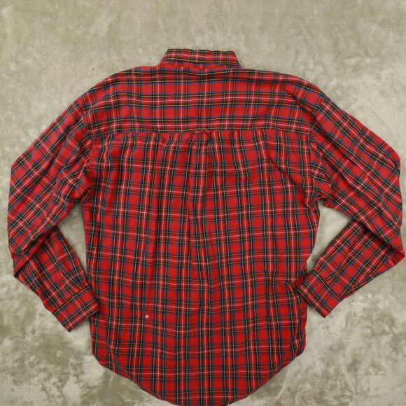 Chaps Ralph Lauren Vintage Men's Red Navy Blue Plaid Button Up Shirt Size Medium - Picture 4 of 8